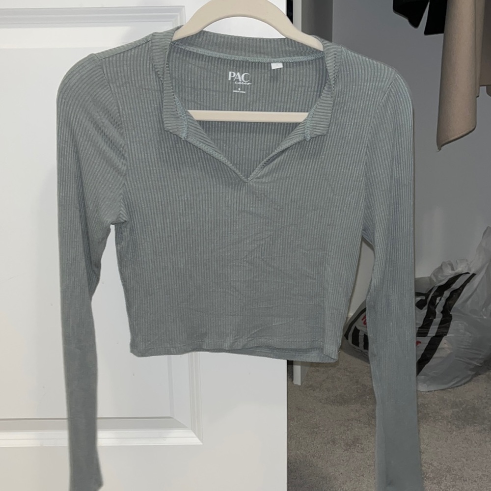 Teal notched long sleeve